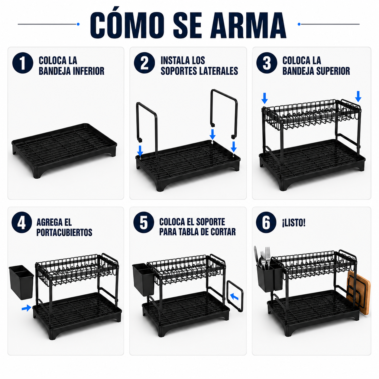 Seca Platos de Acero Inoxidable 2 Niveles - Mas Orden