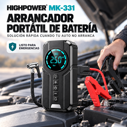 HIGHPOWER MK-331 4 EN 1 – ARRANCADOR PORTÁTIL + COMPRESOR DE AIRE