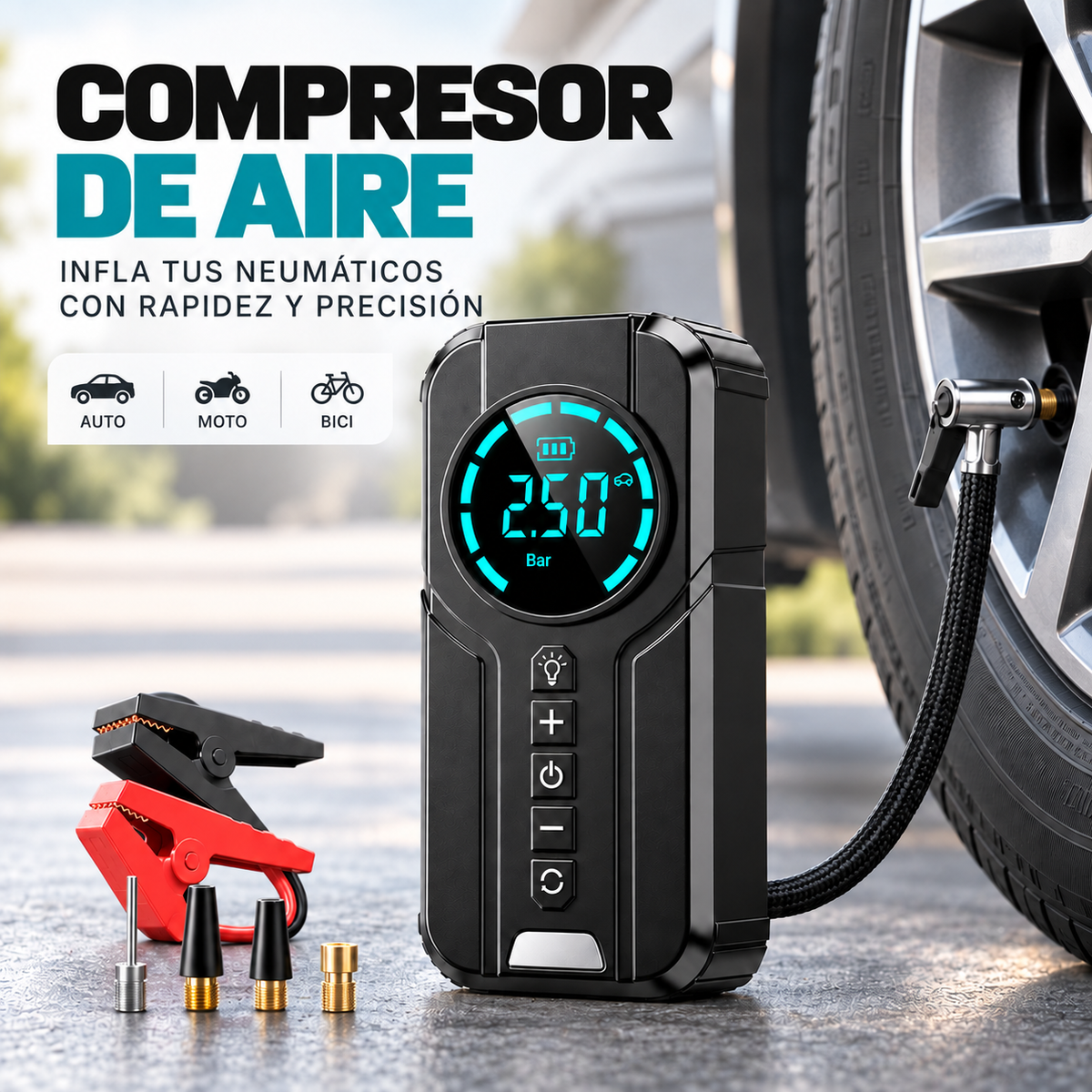 HIGHPOWER MK-331 4 EN 1 – ARRANCADOR PORTÁTIL + COMPRESOR DE AIRE