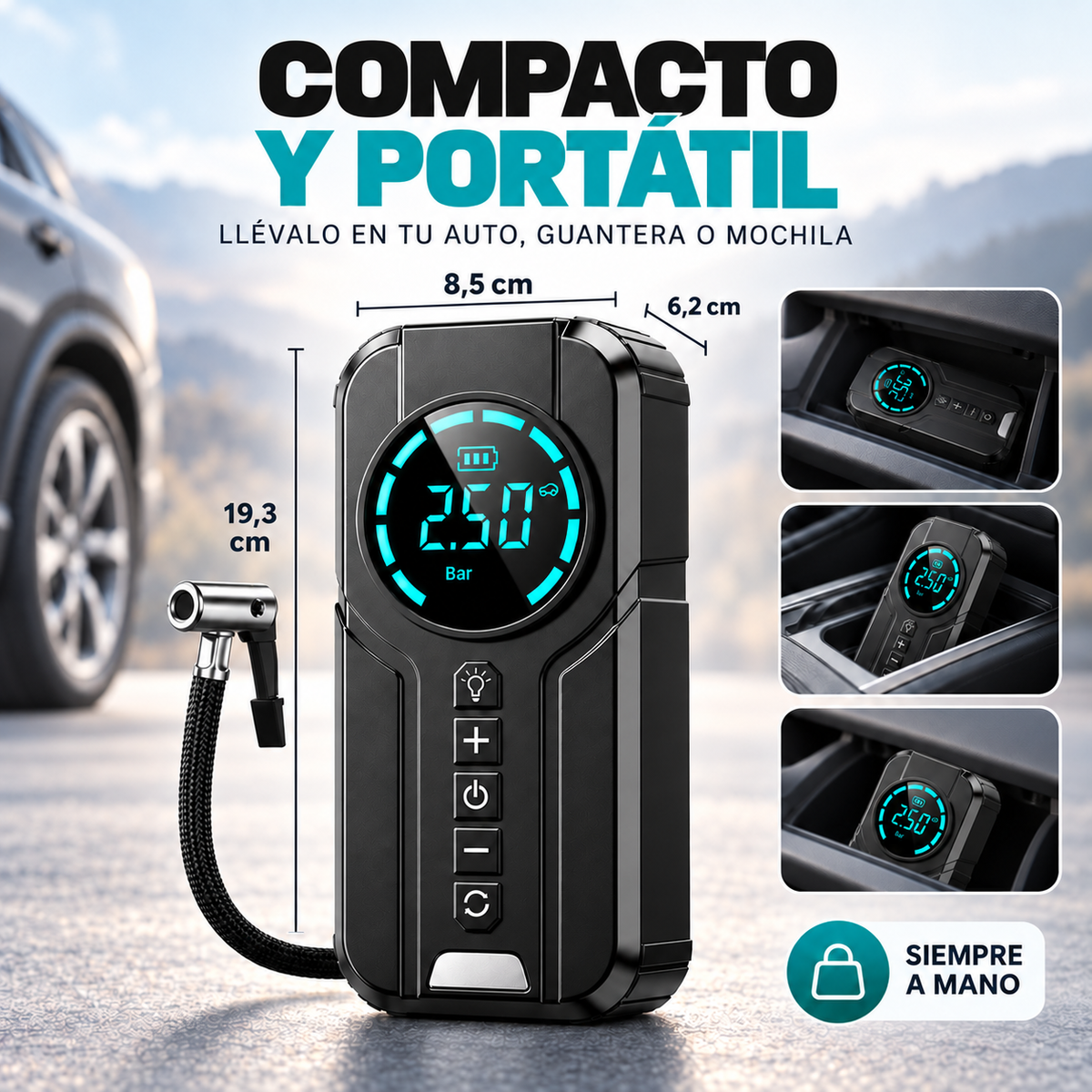 HIGHPOWER MK-331 4 EN 1 – ARRANCADOR PORTÁTIL + COMPRESOR DE AIRE