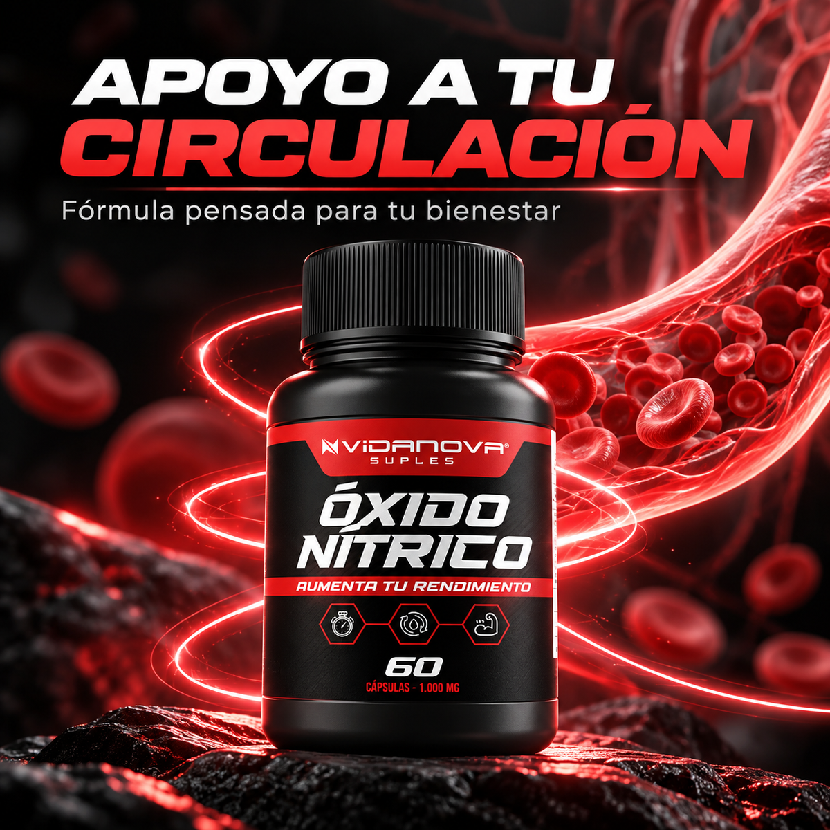 Oxido Nítrico 1000MG 60 Caps. - Potencia tu Rendimiento.