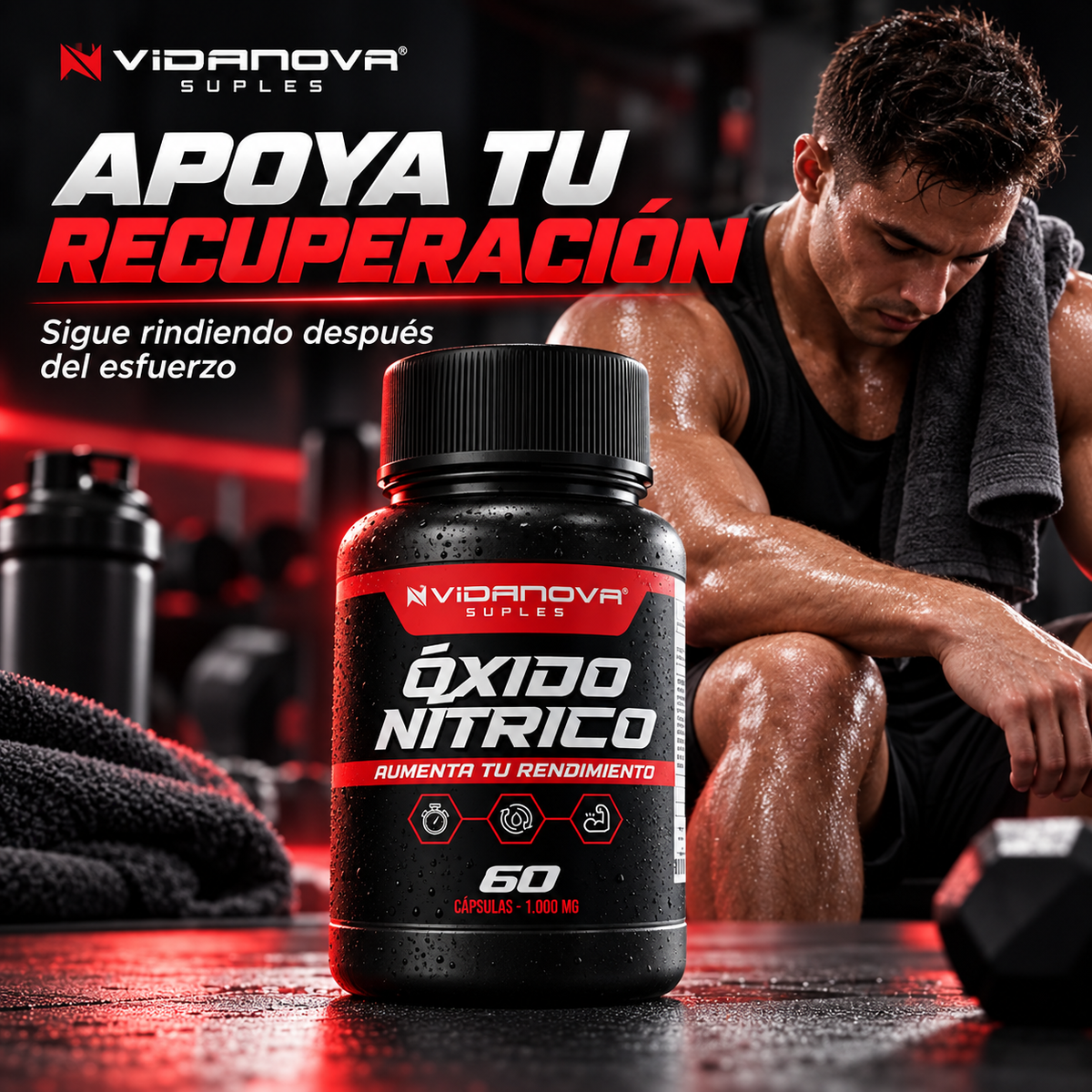 Oxido Nítrico 1000MG 60 Caps. - Potencia tu Rendimiento.