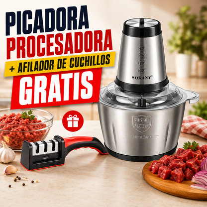 Picadora Procesadora 2 litros + Afilador de Cuchillos GRATIS