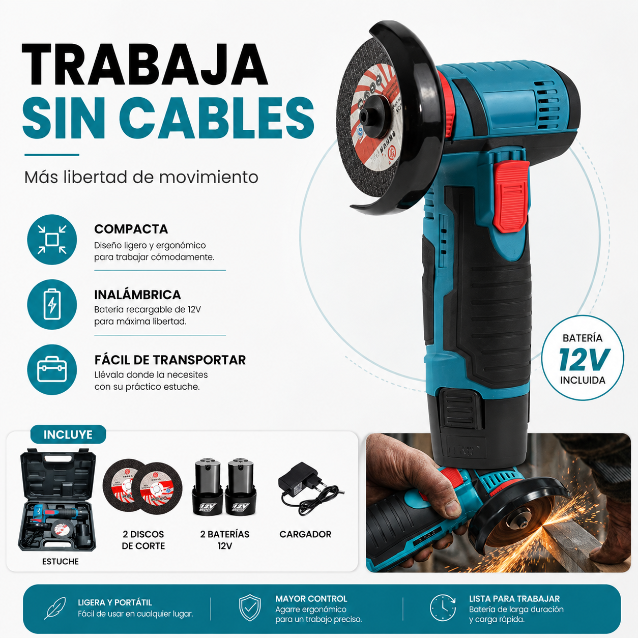 Amoladora Angular Inalámbrica 12V