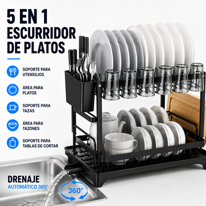 Seca Platos de Acero Inoxidable 2 Niveles - Mas Orden