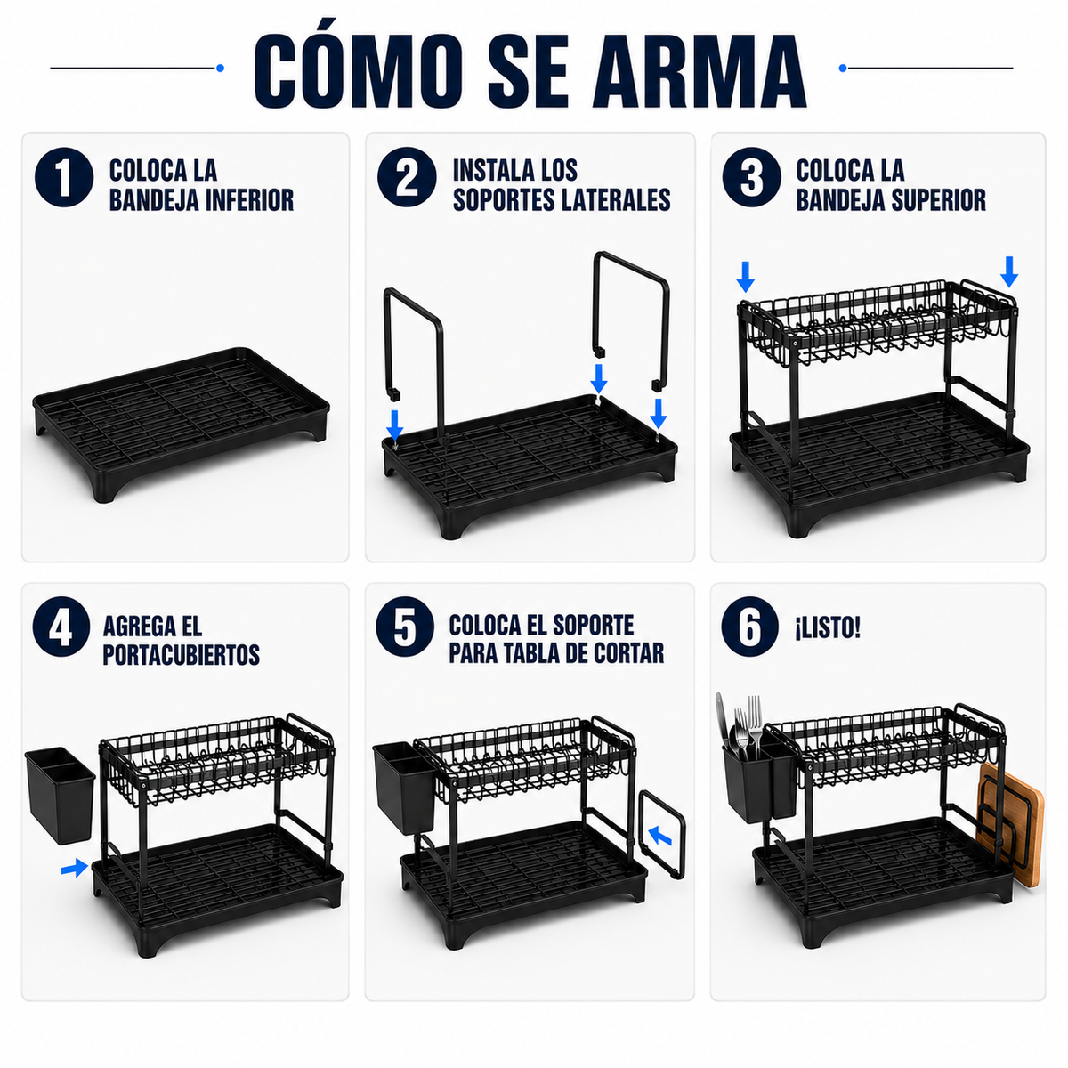 Seca Platos de Acero Inoxidable 2 Niveles - Mas Orden