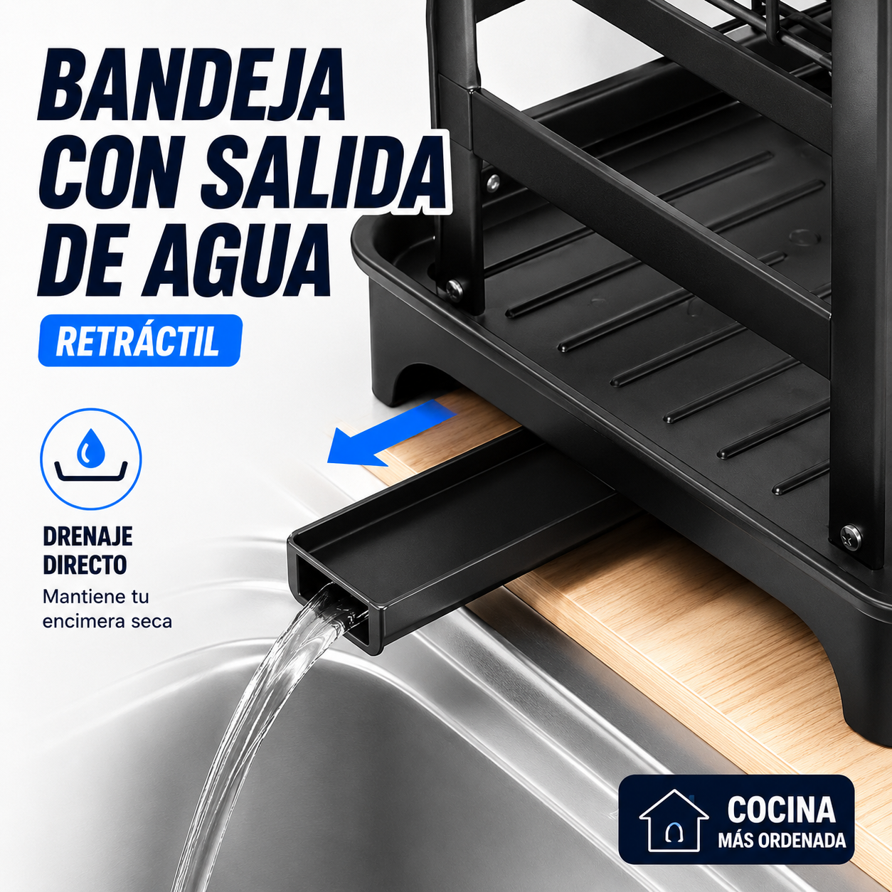 Seca Platos de Acero Inoxidable 2 Niveles - Mas Orden