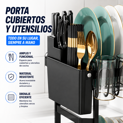 Seca Platos de Acero Inoxidable 2 Niveles - Mas Orden