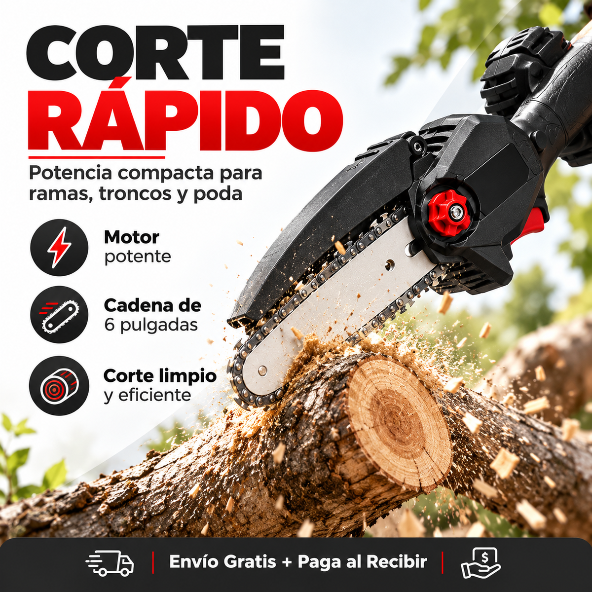 Motosierra Eléctrica Portátil Recargable