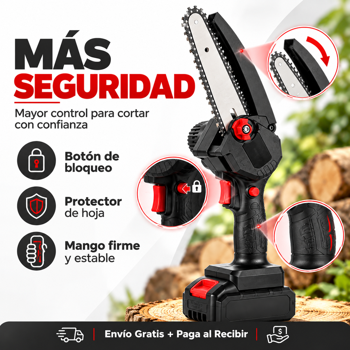 Motosierra Eléctrica Portátil Recargable