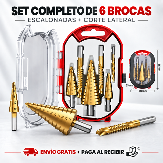 Real Hss Step™ - Set de Brocas Escalonadas + Broca Corte lateral
